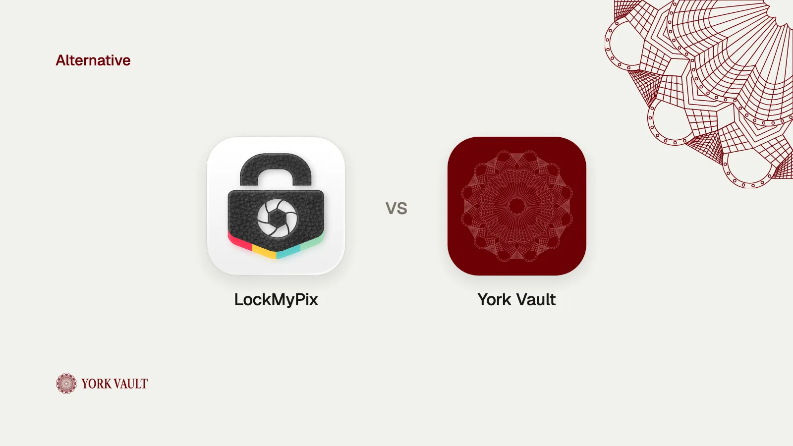 LockMyPix app icon next to the York Vault app icon