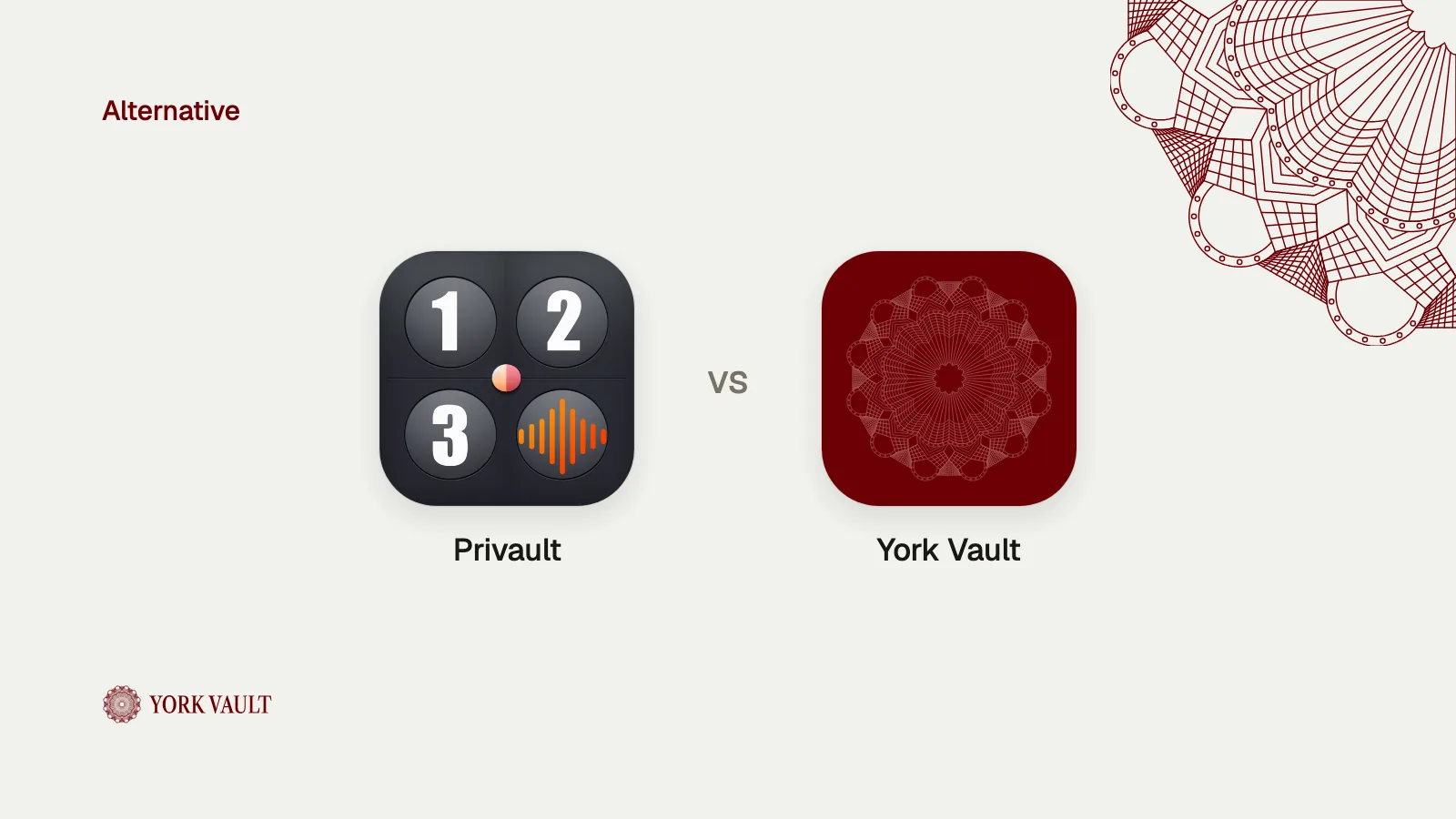 Privault app icon next to the York Vault app icon
