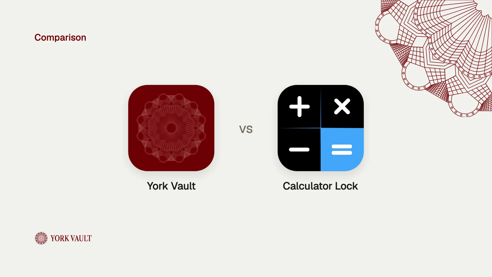 York Vault app icon next to the Calculator Lock app icon