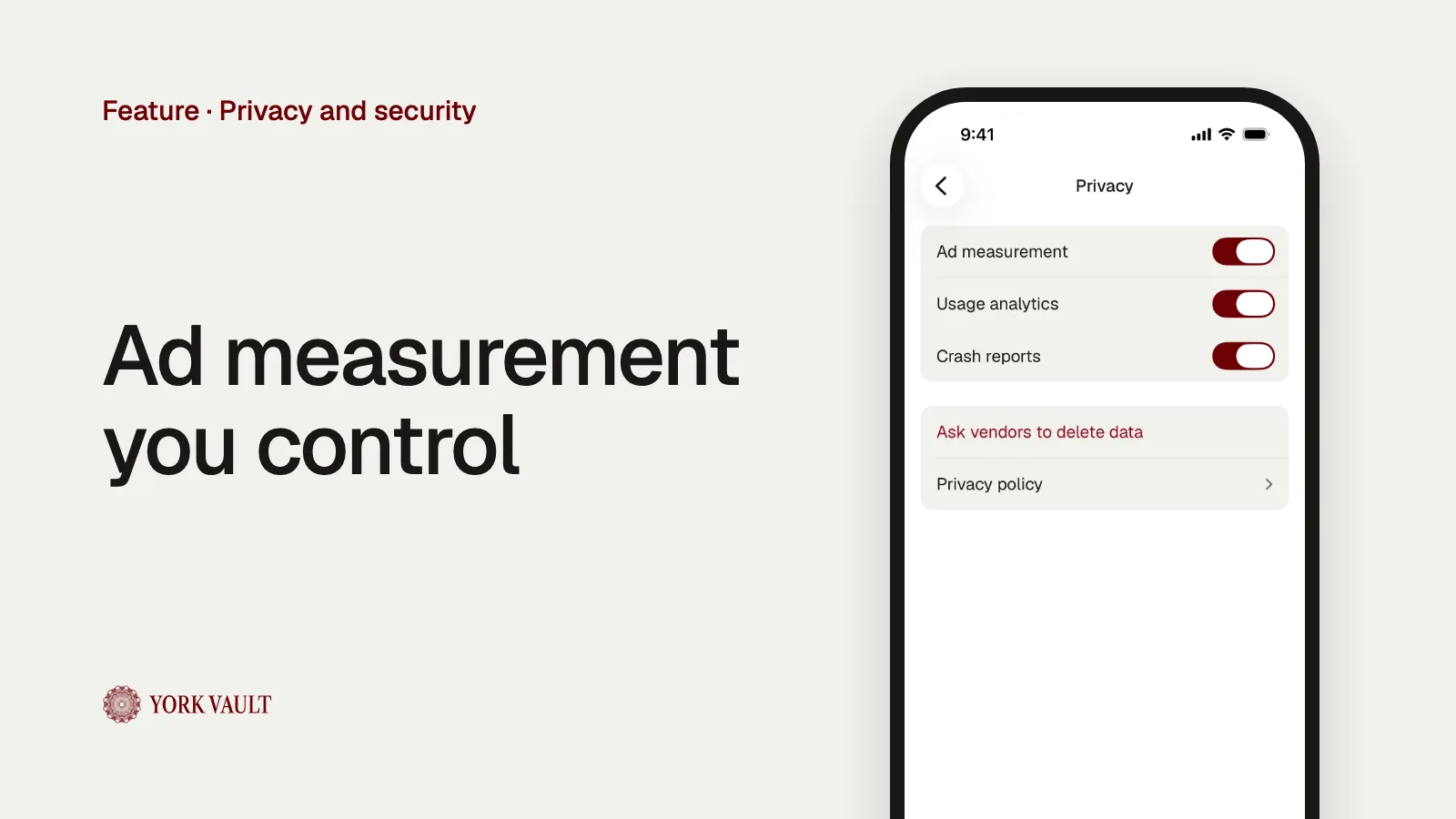 Ad measurement you control in York Vault on iPhone