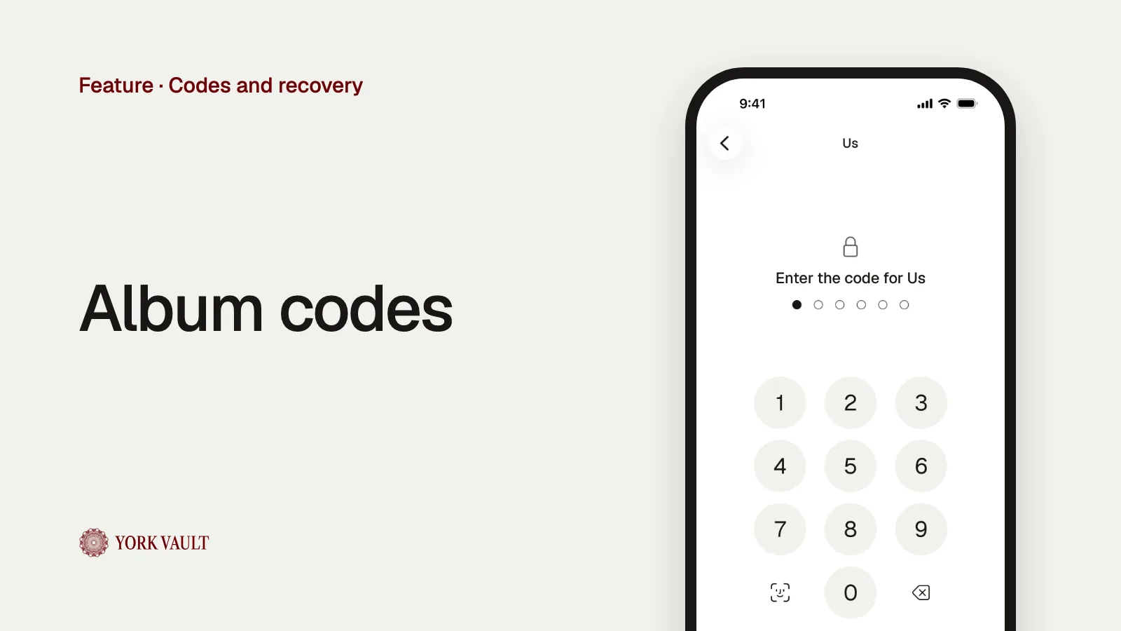 Album codes in York Vault on iPhone