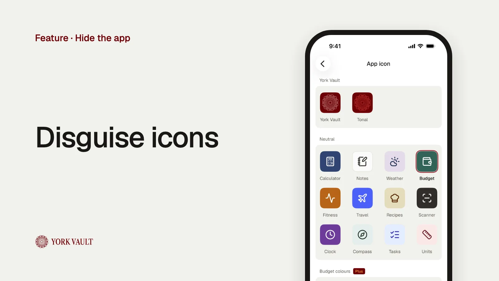 Disguise icons in York Vault on iPhone