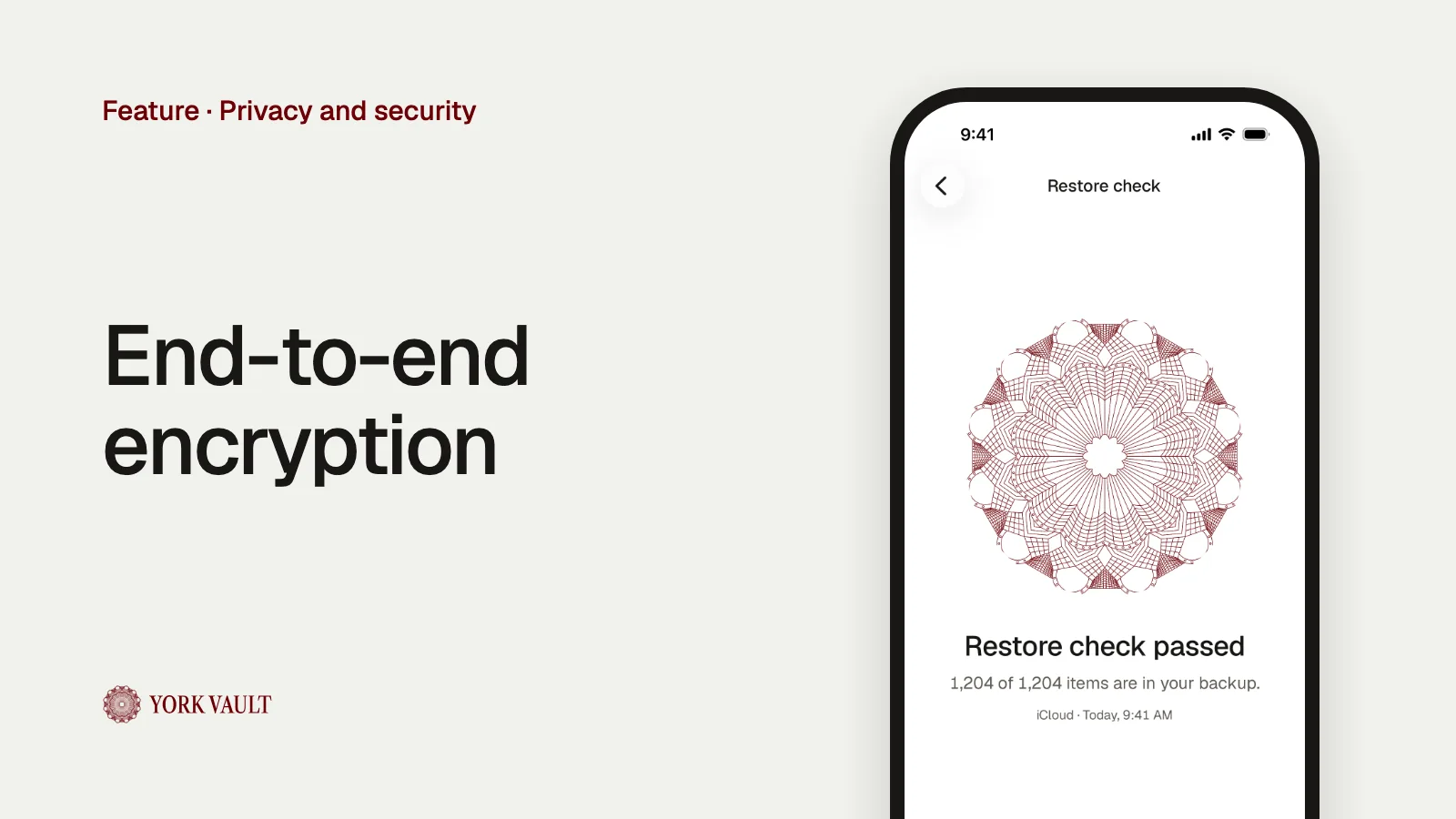 End-to-end encryption in York Vault on iPhone