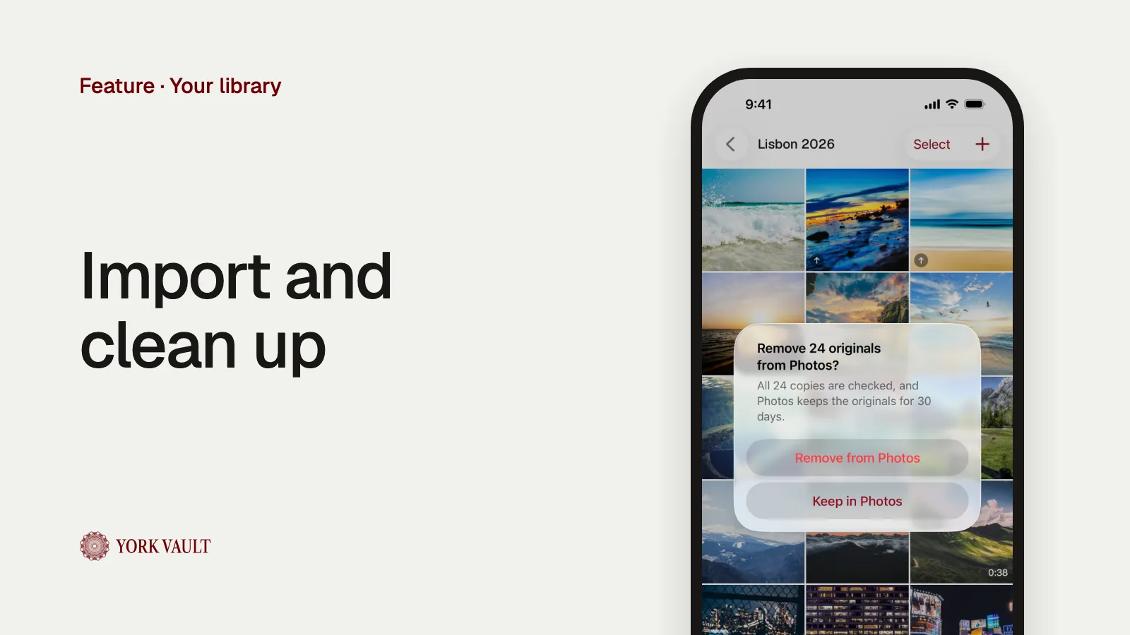 Import and clean up in York Vault on iPhone