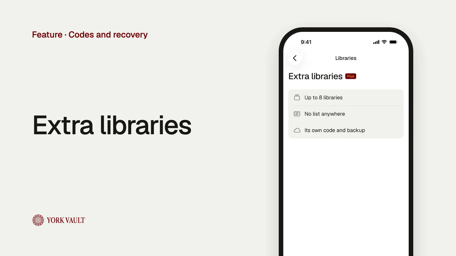 Extra libraries in York Vault on iPhone