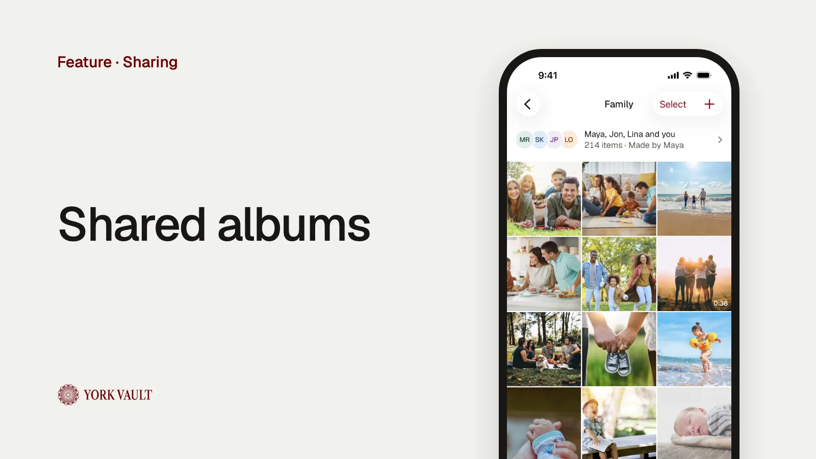 Shared albums in York Vault on iPhone