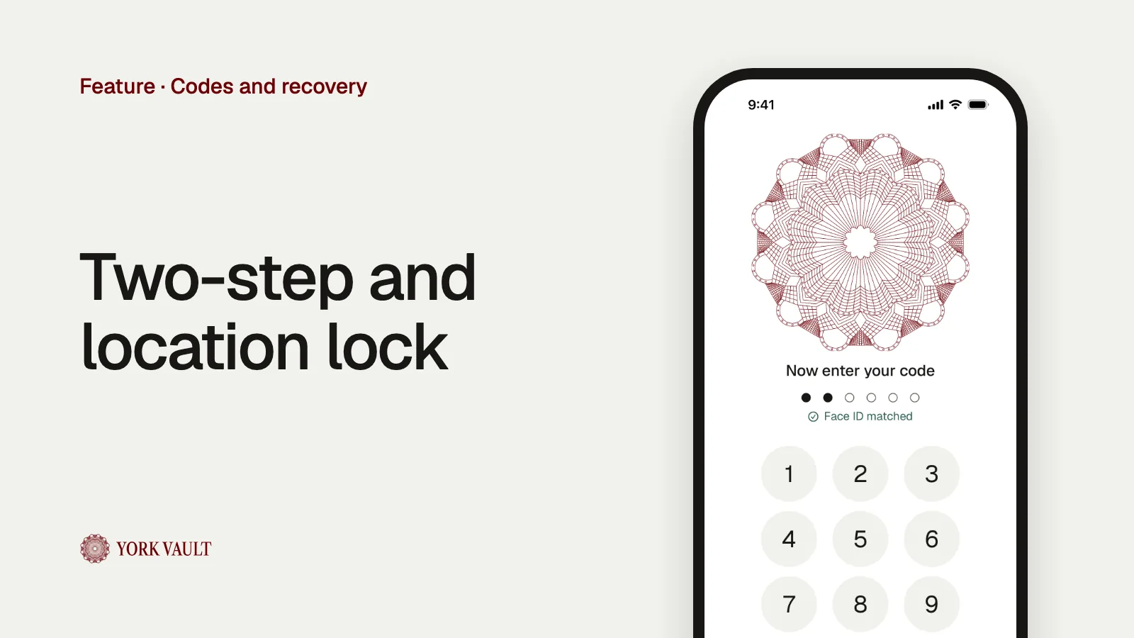 Two-step and location lock in York Vault on iPhone