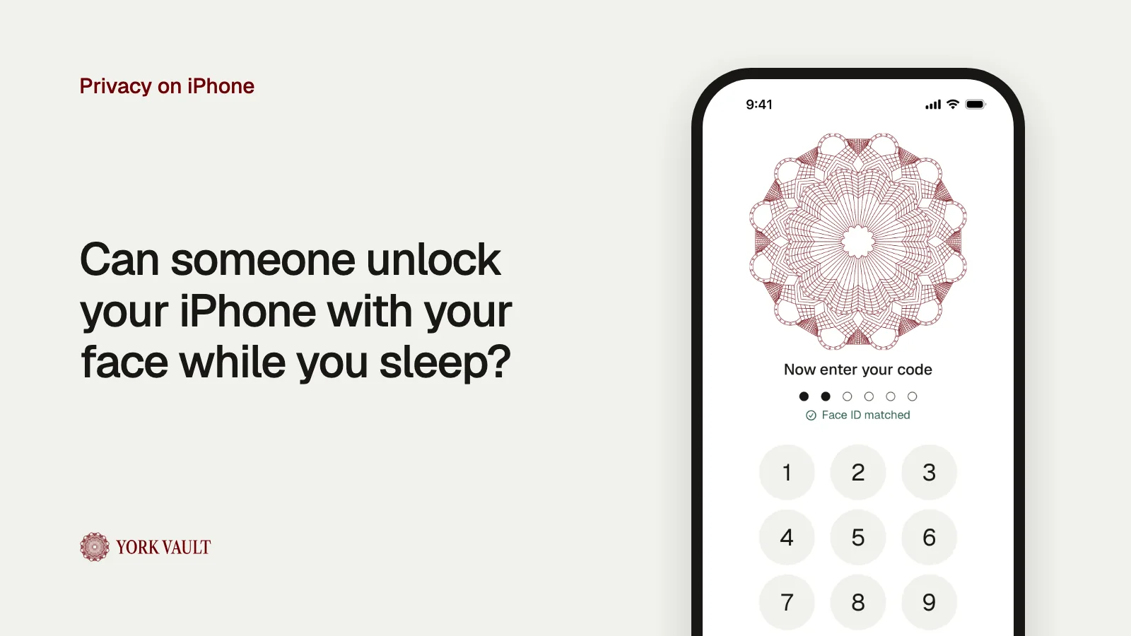 Face ID and a code together in York Vault on iPhone