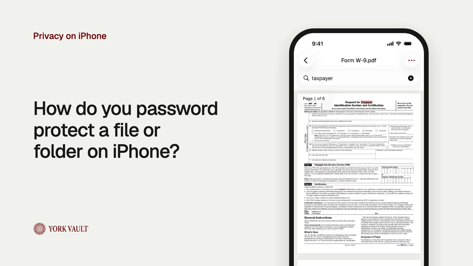 A document in the vault in York Vault on iPhone