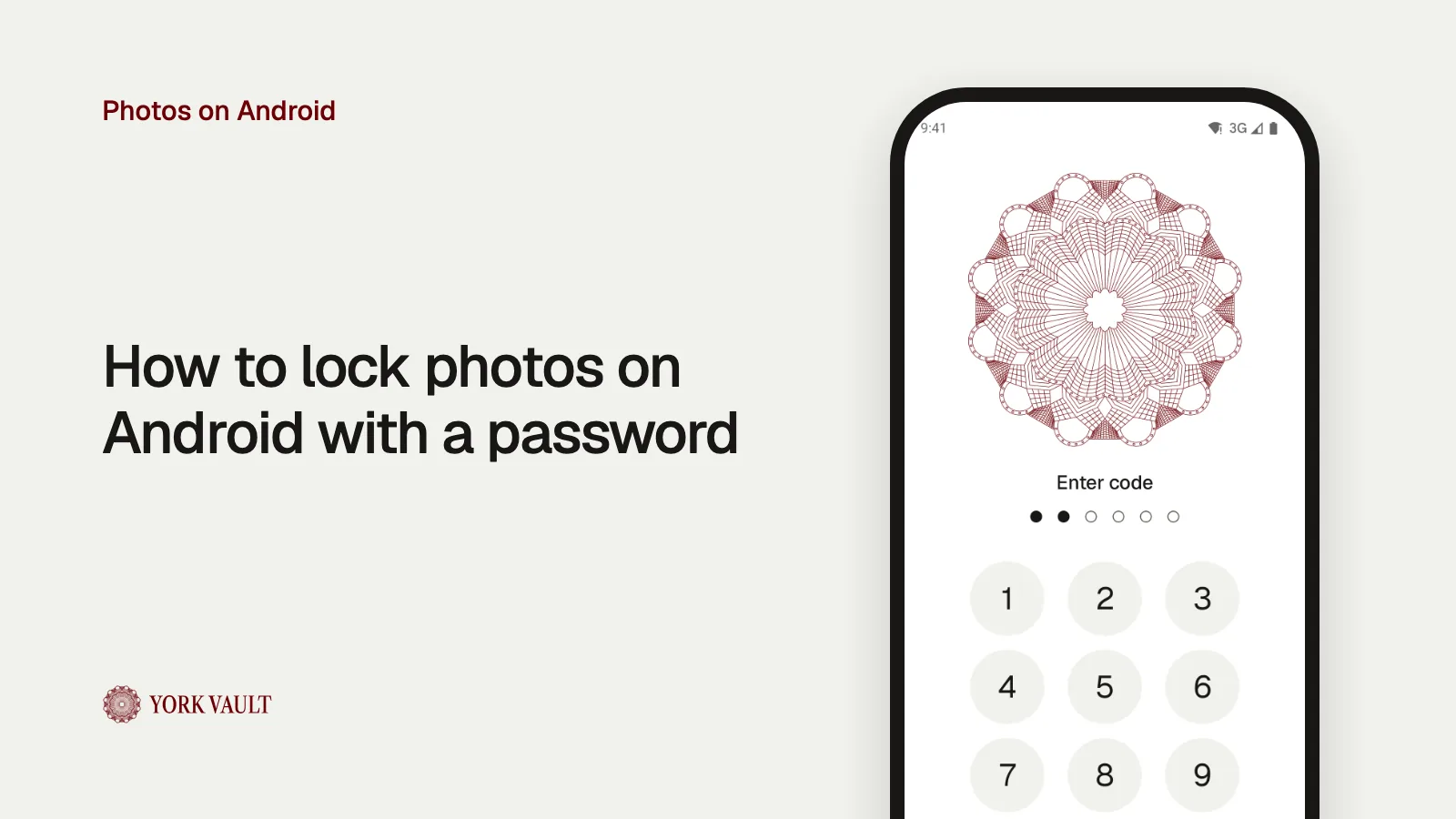 The lock screen in York Vault on Android