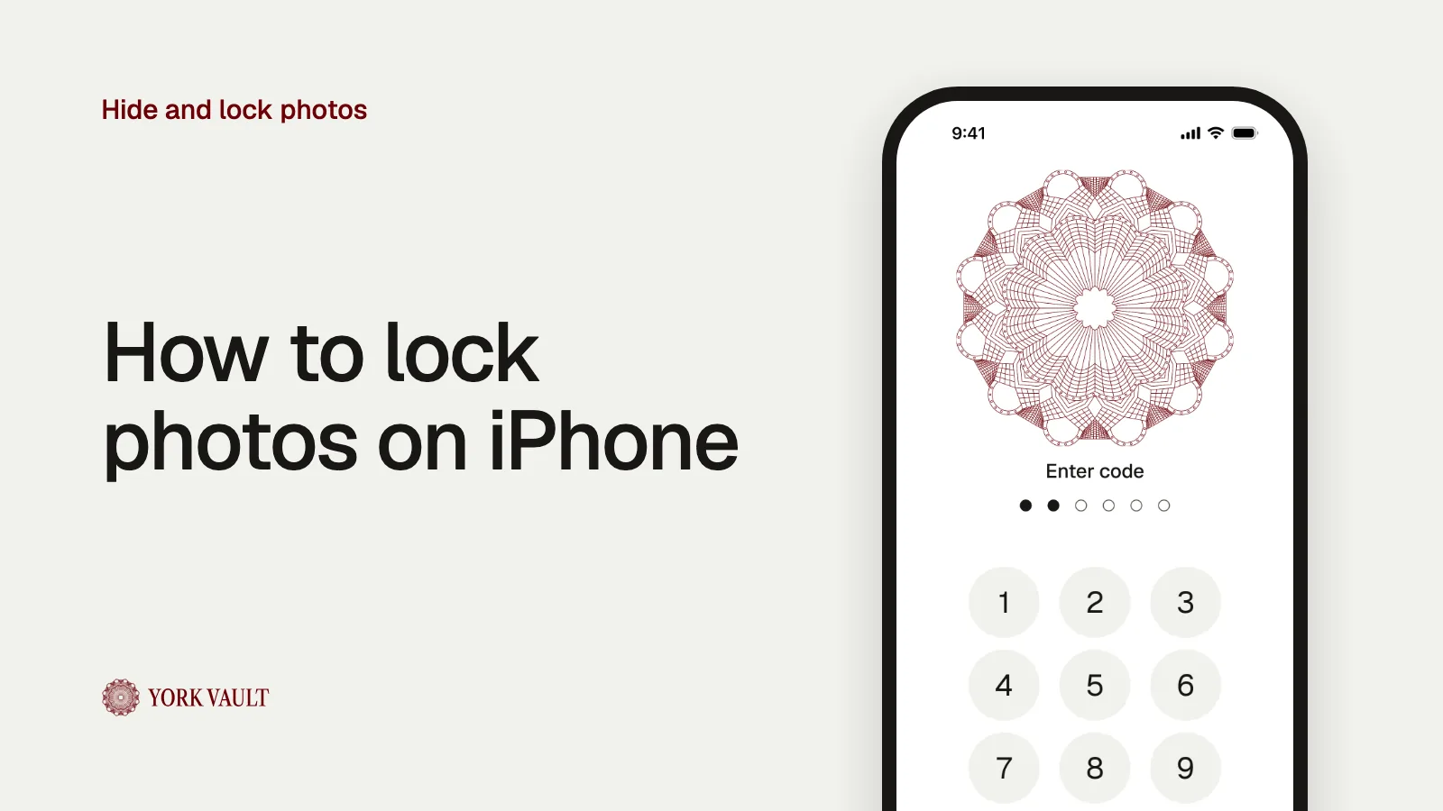 The lock screen in York Vault on iPhone