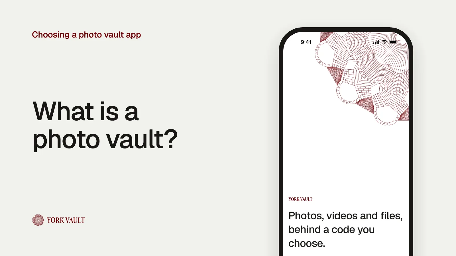 The welcome screen in York Vault on iPhone