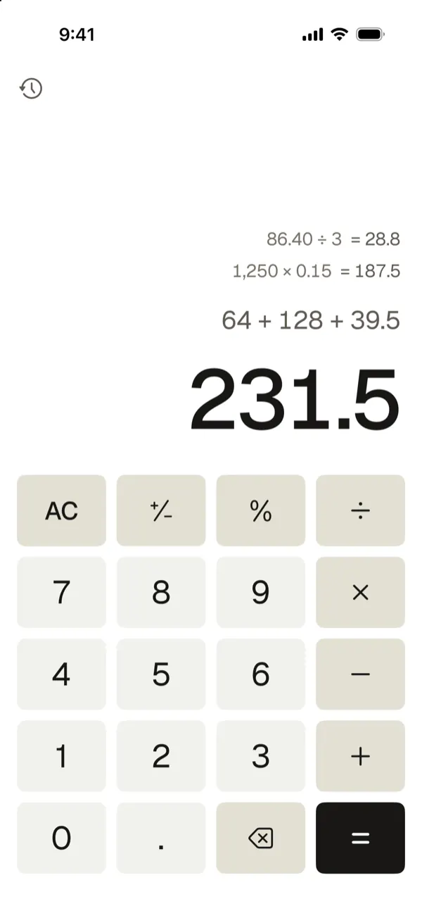 A working calculator with a history of sums, which is the York Vault calculator front