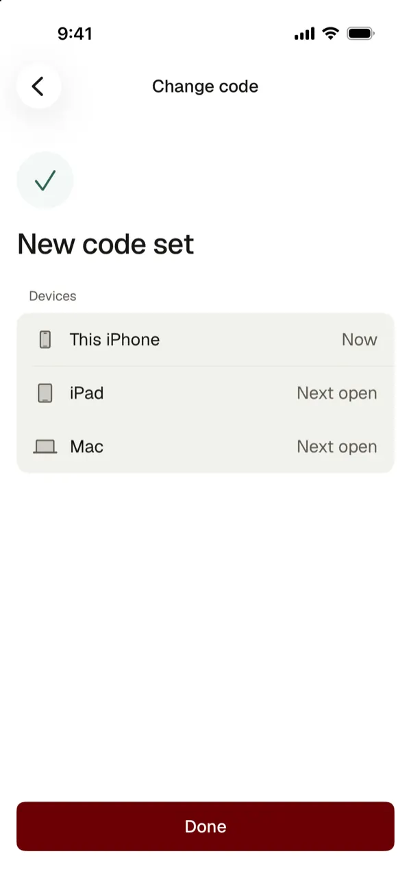 New code set, with this iPhone now and iPad and Mac on next open